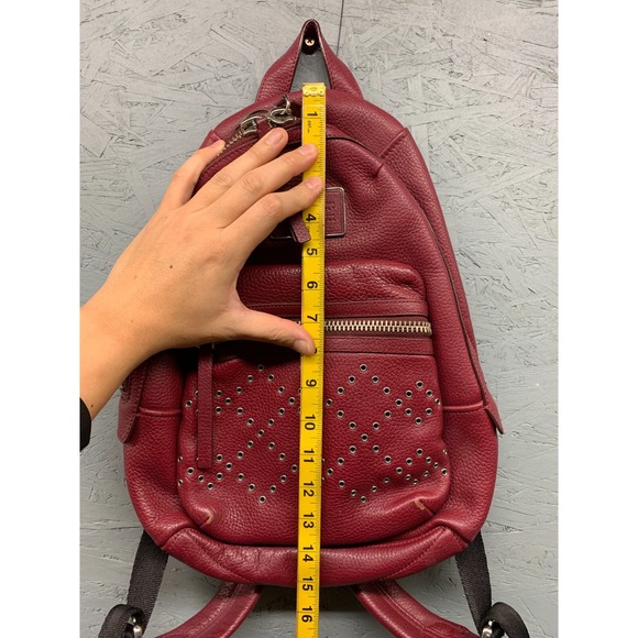 Marc by Marc Jacobs Burgundy Biker Grommet Leather Backpack Studded Zip Pocket main image 10